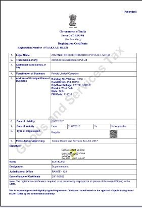 GST Registration Certificate